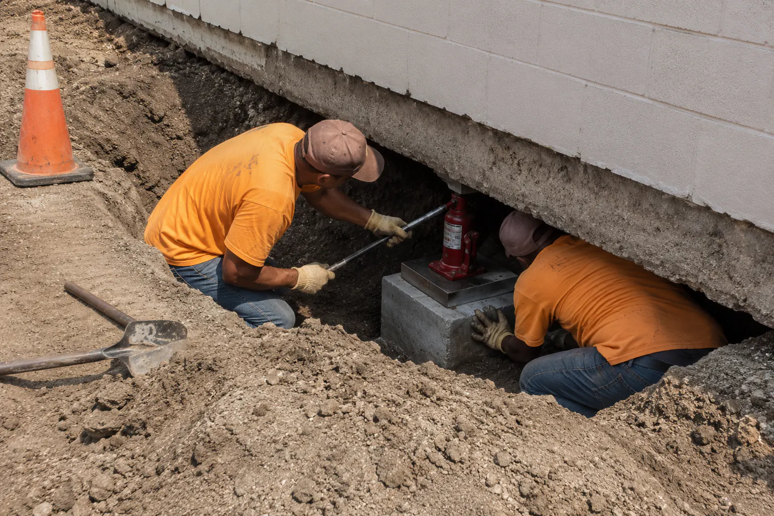 Commercial shoring Louisiana work in progress